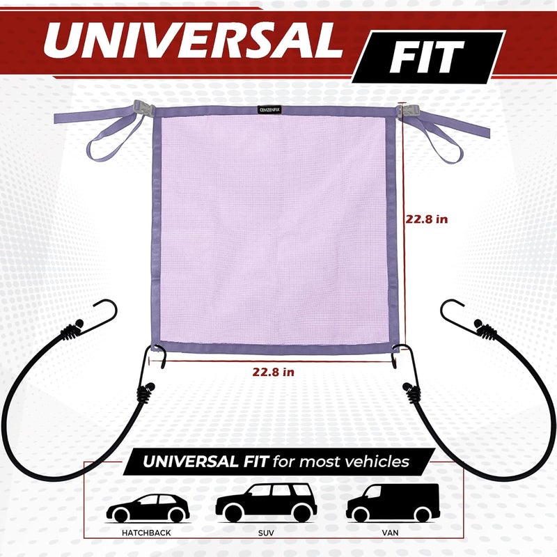 CEMZENFIX Universal Dog Car Net Barrier – Sturdy Mesh, Easy Install, Breathable Design, Easy to Clean, Flexible Bungee Cords for Adjustable Fit 23"×23" (Purple) - Image 2
